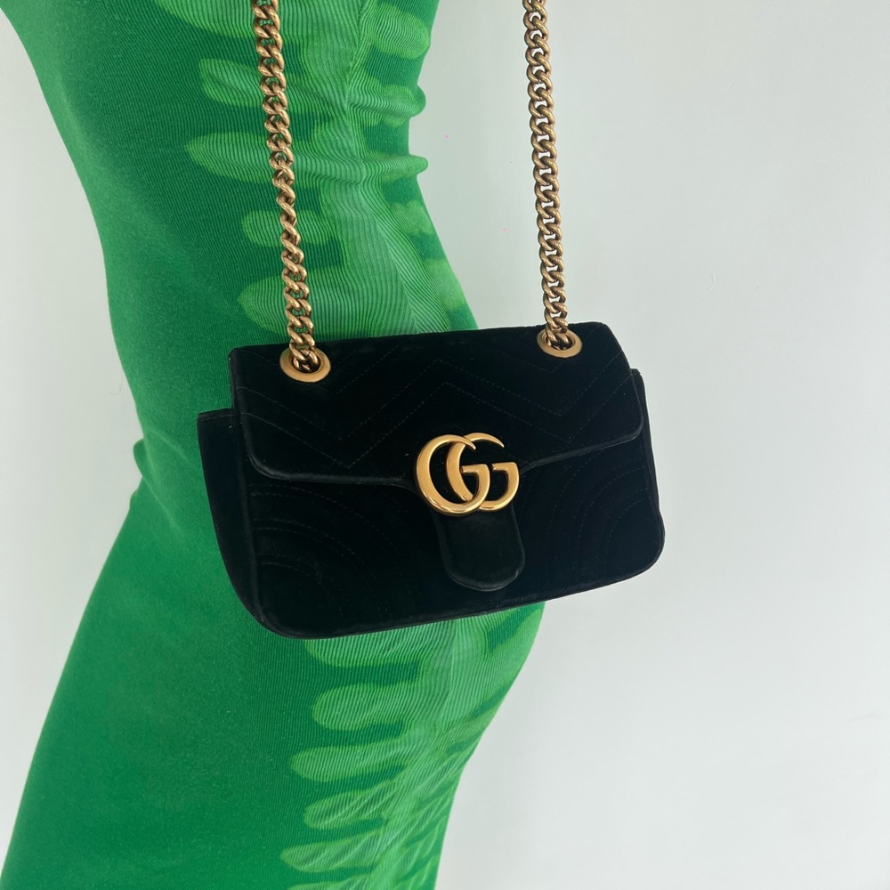 Gucci Marmount Black Velvet Shoulder Bag